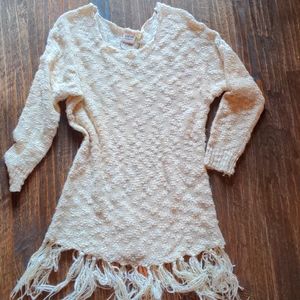 Cream soft fringe sweater